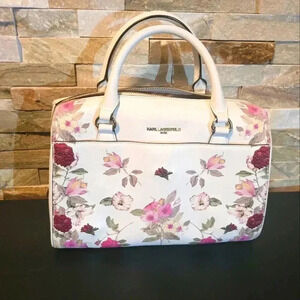 Karl Lagerfeld White and Pink Floral Bag